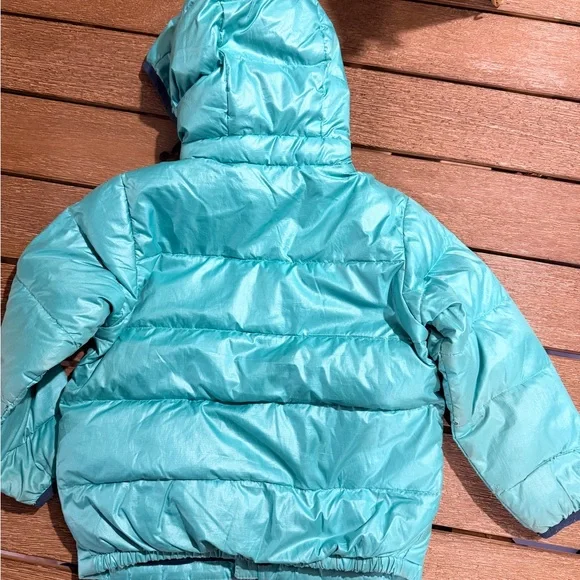 Patagonia Hi-Loft Teal Hooded Puff down Jacket 3T - Picture 3 of 8